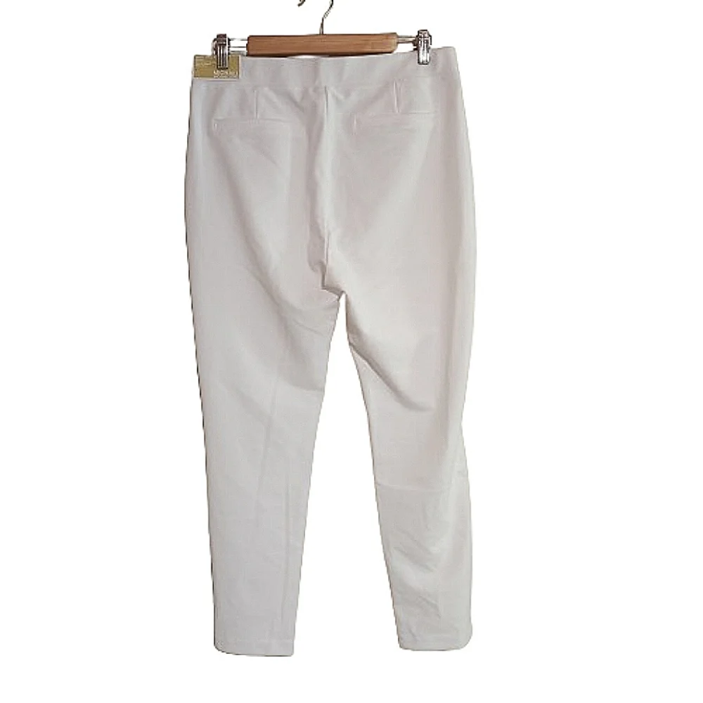 NWT MICHAEL Michael Kors White Skinny Ankle Pull-On Pants  Large - Picture 2 of 7